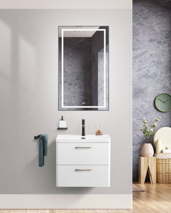 Тумба с раковиной подвесная BelBagno DUE 50 Белый металлик, раковина белая Тумба с раковиной подвесная BelBagno DUE 50 Белый металлик, раковина белая