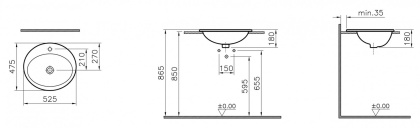 S20 Накладная раковина 53cm-цвет белый S20 Накладная раковина 53cm-цвет белый