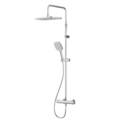 F078F400 Func, душ. система: Смеситель д/душа с ТМС, душ.штанга, верхн. душ квадр., ручн.душ, Хром