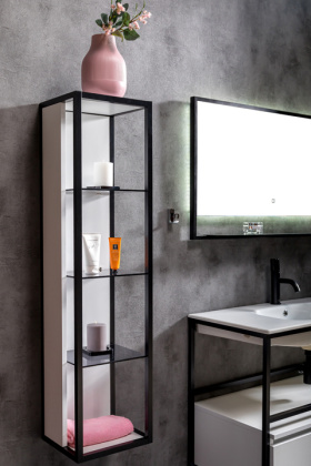 Пенал LOFT высокий белый, полки стекло 896-W Boheme