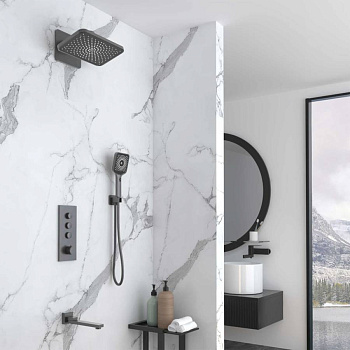 Душевой комплект VSFW-433TI4GM встраиваемый, термостат, трехрежимный, вороненая сталь