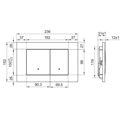 Клавиша для инсталляции Olive's, PORTO, мех, черн, арт. PR412B