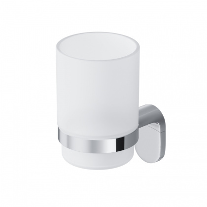 Стеклянный стакан X-Joy с настенным держателем, 11,4х6,8х9,7 см, белый, A8434300
