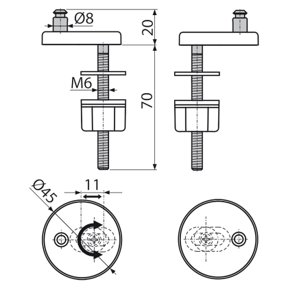Петли с нижним монтажом, пластиковая крышка