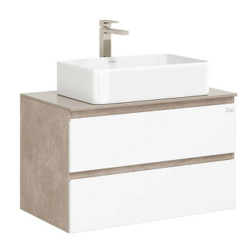 Тумба Onika Алеста 80 подвесная, белая/камень светлый (ум. Олимпия 56)