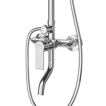 AURORA Душевая стойка со смесителем и изливом, хром AURORA-VSCM-CRM