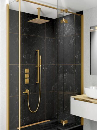 Душевая система Timo Selene SX-2239/17SM скрытого монтажа, термостат, золото матовое