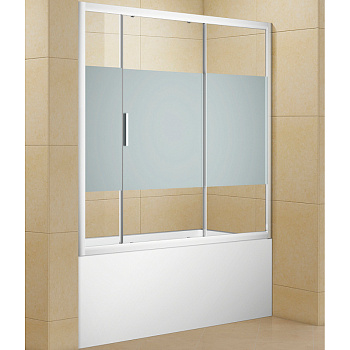 Шторка для ванны Aquanet Practic AE10-B-165H150U-CP 165, прозрачное стекло/шелкография