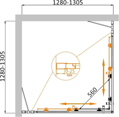 MOLVENO-A-22-90+30-C-Cr-IV Душевой уголок