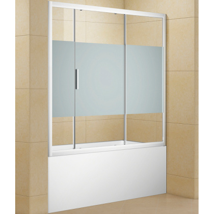 Шторка для ванны Aquanet Practic AE10-B-165H150U-CP 165, прозрачное стекло/шелкография