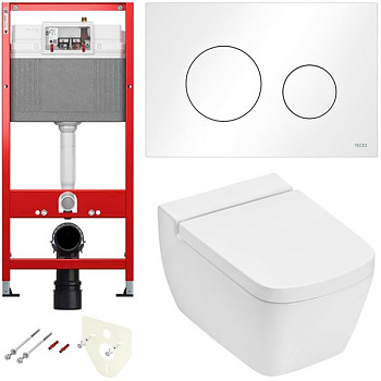 Комплект установки подвесного унитаза: модуль, панель TECEloop белая, унитаз TECEone Комплект установки подвесного унитаза: модуль, панель TECEloop белая, унитаз TECEone