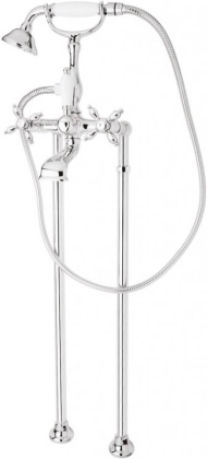 NOSTALGIA-VDP-01-Bi Напольный смеситель для ванны с ручным душем Исполнение: Хром, Ручки: Белый 
