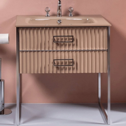 Тумба MONACO 80см h84см капучино глянец + хром под раковину моноблок 866-080-CPCR Boheme