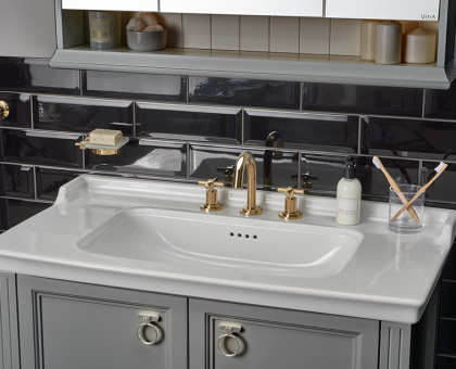 Шкаф Valarte 80 см с раковиной, с дверцами, цвет серый матовый