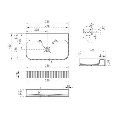 Раковина из искусственного камня Vincea VWB-6SG75MW, 750*460*120, подвесная, цвет белый матовый Раковина из искусственного камня Vincea VWB-6SG75MW, 750*460*120, подвесная, цвет белый матовый
