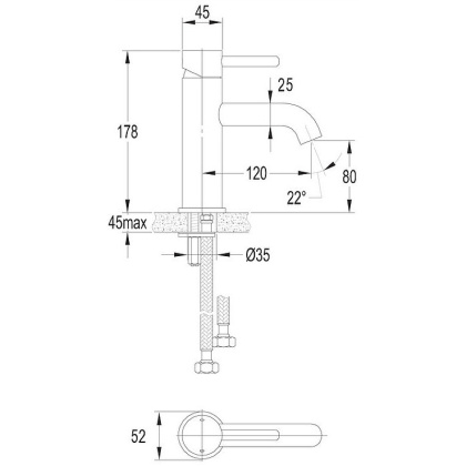 Смеситель для умывальника OMNIRES Y Y1210STCR (хром)  Смеситель для умывальника OMNIRES Y Y1210STCR (хром)
