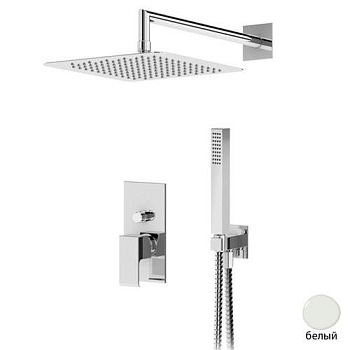 PORTA-DSIPQ-20-BIO Душевая система с переключателем для верхнего и ручного душа, верхний душ из стены, квадратный 20 см, материал ABC, исполнение белый матовый PORTA-DSIPQ-20-BIO Душевая система с переключателем для верхнего и ручного душа, верхний душ из стены, квадратный 20 см, материал ABC, исполнение белый матовый