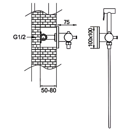 Гигиенический душ с термостатом Rose R915, хром