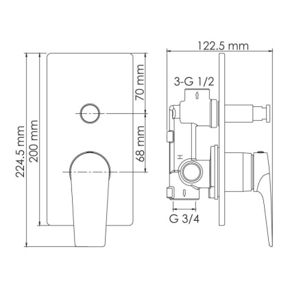 Glan 6661 Смеситель для ванны и душа Wasserkraft