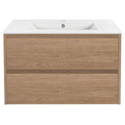 База под раковину Gio 800 подвесная, 2 выкатных ящика soft-close, N.Oak