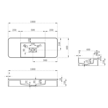 Раковина из искусственного камня Vincea VWB-6S380MW, 1000*400*150, подвесная, цвет белый матовый Раковина из искусственного камня Vincea VWB-6S380MW, 1000*400*150, подвесная, цвет белый матовый