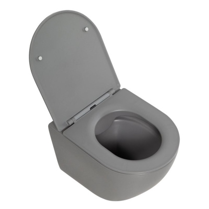 COLORATO Унитаз подвесной безободковый с креплением, серый матовый, BB062CHR-GR COLORATO Унитаз подвесной безободковый с креплением, серый матовый, BB062CHR-GR