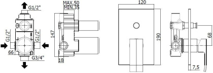 Смеситель для душа Paffoni Elle EL015NO/M (с внутренней частью)