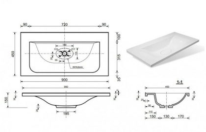 Раковина Эстет Бали 90 ФР-00001472, шт