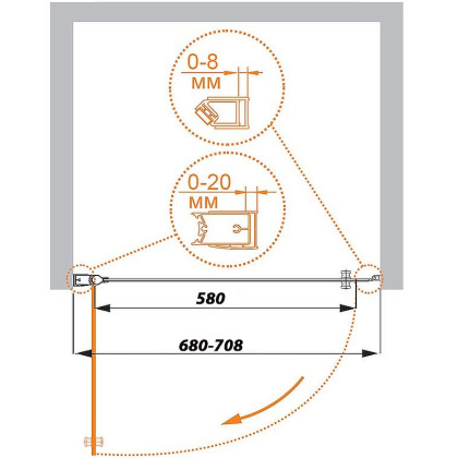 ELENA-W-B-1-70-P-Cr-L Душевая дверь