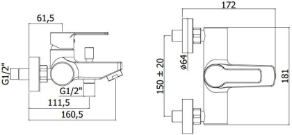 Смеситель для ванны с душем Paffoni Red RED022CR