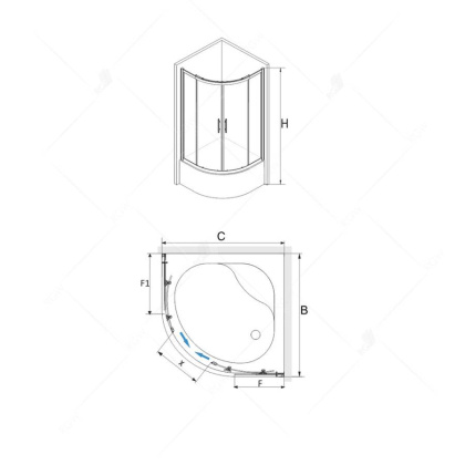 Душевой уголок RGW Dolphin TN-110 100х100 28911100-101 с поддоном профиль Хром стекло рифленое