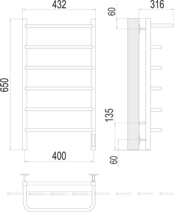Полотенцесушитель Terminus Полка П6 400х650 электро