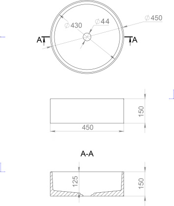 Раковина Salini S-Sense Armonia 45 см 130112GRF, глянцевая Раковина Salini S-Sense Armonia 45 см 130112GRF, глянцевая