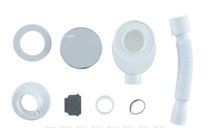 Сифон для душевого поддона Aquanet с накладкой, белый