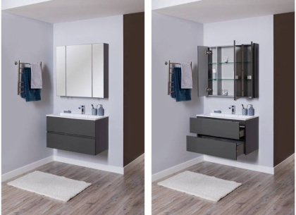 Мебель для ванной Aquanet Алвита 100 серый антрацит