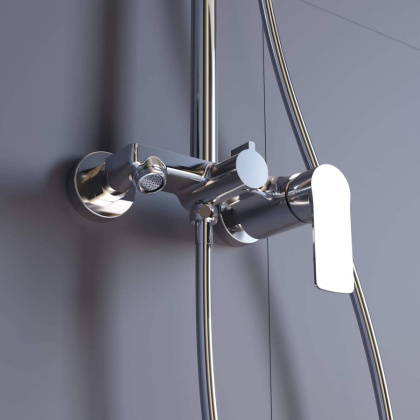 Душевая стойка RGW SP-26 Хром Головной душ/Смеситель (Ручной душ.Шланг 1,5 м.) Душевая стойка RGW SP-26 Хром Головной душ/Смеситель (Ручной душ.Шланг 1,5 м.)