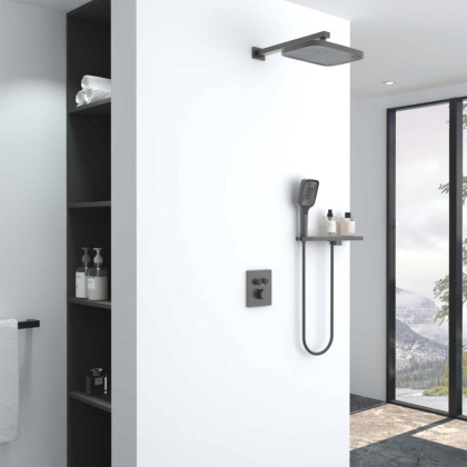 Душевой комплект VSFW-321MT1RGM встраиваемый, термостат, двухрежимный, вороненая сталь