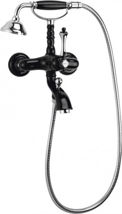 MARGOT-VDM-BLC Смеситель для ванны и душа с ручным душем Исполнение: Глянцевый белый/Хром, Ручки: Глянцевый белый/Хром 