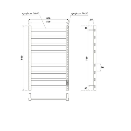 Полотенцесушитель электрический Point Меркурий PN83858GR П8 500x800, диммер справа, графит премиум Полотенцесушитель электрический Point Меркурий PN83858GR П8 500x800, диммер справа, графит премиум