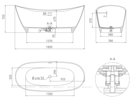 Ванна из искусственного камняNOEMI 185,101811G Ванна из искусственного камняNOEMI 185,101811G