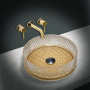 Раковина стеклянная Vincea VBS-5GL04, 400*400*125, накладная, цвет прозрачный/золото Раковина стеклянная Vincea VBS-5GL04, 400*400*125, накладная, цвет прозрачный/золото