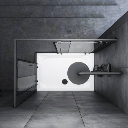 W90G-404-120280-BT Gem Twin Slide 120x80. Душевое ограждение,120x80, профиль Черный мат., стекло про