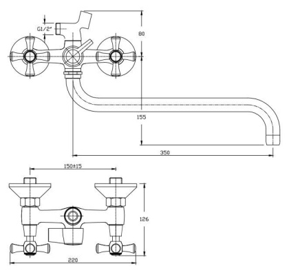 Смеситель для ванны/душа Orange Classic M71-221cr с душевым набором