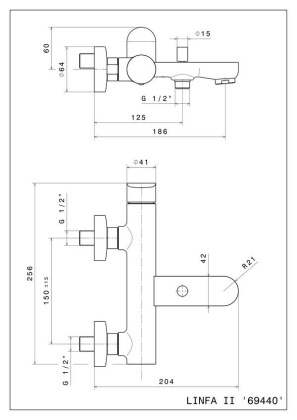 Смеситель для ванны OLE настенный, матовый черный Смеситель для ванны OLE настенный, матовый черный