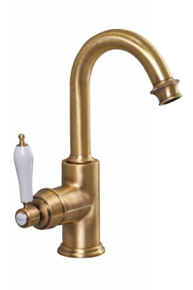 APHRODITE-LS2-01-Bi Смеситель для раковины однорычажный с донным клапаном Исполнение: Хром, Ручки: Белая 