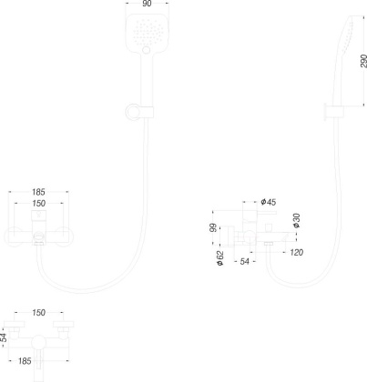 Смеситель для ванны с душем Creto Element 2.0-BSM-CR хром глянец