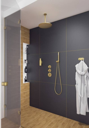 Душевая система Timo Saona SX-2399/17SM скрытого монтажа, термостат, золото матовое