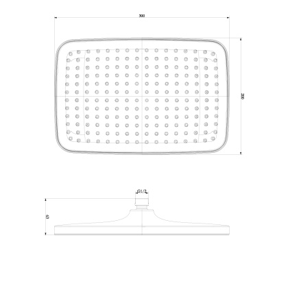 Лейка душевая верхняя, прямоугольная, 30х20см, пластик/хром/белый, блистер