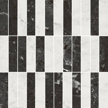 Декор Тубкаль мозаичный микс чёрный белый глянцевый обрезной 30x30x0,9 Декор Тубкаль мозаичный микс чёрный белый глянцевый обрезной 30x30x0,9