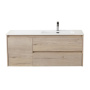 Тумба с раковиной подвесная с двумя ящиками и одной дверцей BelBagno KRAFT 120 Rovere Galifax Bianco правая, раковина белая Тумба с раковиной подвесная с двумя ящиками и одной дверцей BelBagno KRAFT 120 Rovere Galifax Bianco правая, раковина белая